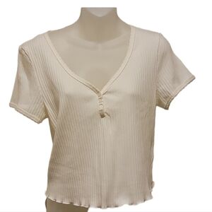 Hippie Rose, Juniors Short Sleeve Lettuce Edge Crop, Size XL